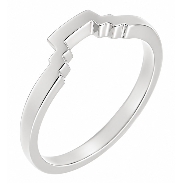 Art Deco style Step Plain cut out Shaped wedding band Ring stoneless shaped fit next to engagement platinum gold