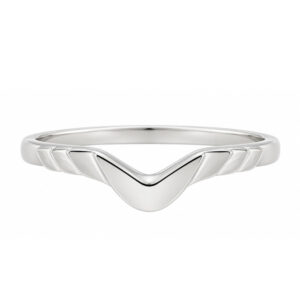 Art Deco style Step Plain wishbone curved Shaped wedding band Ring stoneless shaped fit next to engagement platinum gold