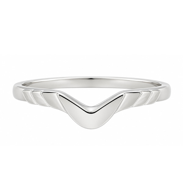 Art Deco style Step Plain wishbone curved Shaped wedding band Ring stoneless shaped fit next to engagement platinum gold
