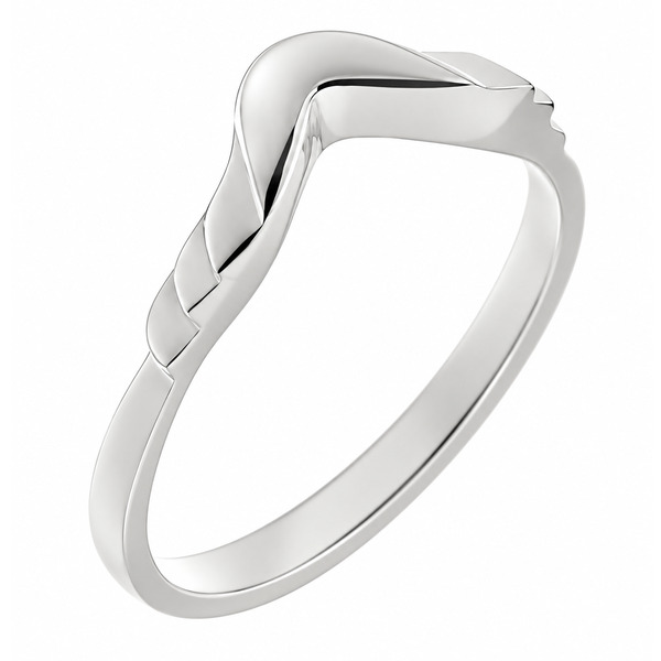Art Deco style Step Plain wishbone curved Shaped wedding band Ring stoneless shaped fit next to engagement platinum gold
