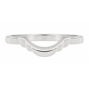 Art Deco style Step Plain dress ring modern wedding band Ring stoneless shaped fit next to engagement platinum gold deep crescent wishbone