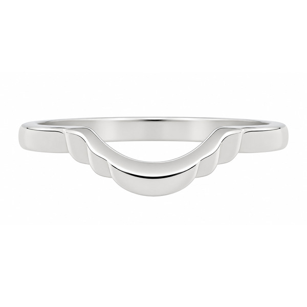 Art Deco style Step Plain dress ring modern wedding band Ring stoneless shaped fit next to engagement platinum gold deep crescent wishbone