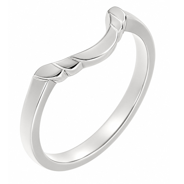 Art Deco style Step Plain dress ring modern wedding band Ring stoneless shaped fit next to engagement platinum gold deep crescent wishbone