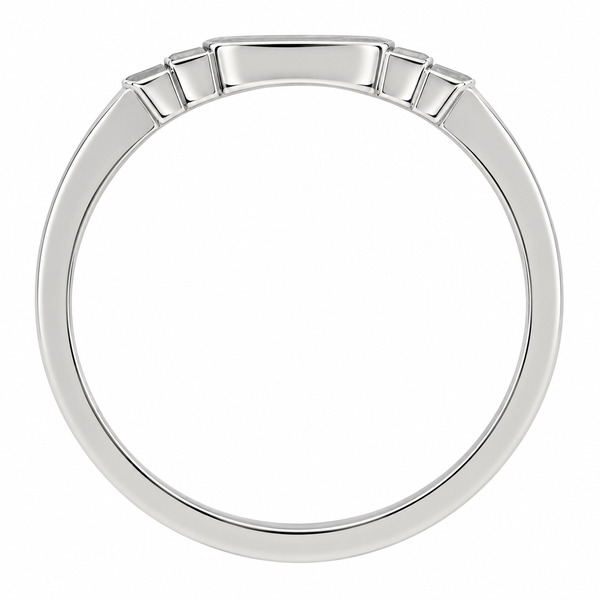 Art Deco style Step Plain dress ring modern wedding band Ring stoneless shaped fit next to engagement platinum gold deep crescent wishbone