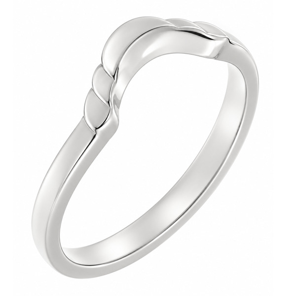 Art Deco style Step Plain dress ring modern wedding band Ring stoneless shaped fit next to engagement platinum gold deep crescent wishbone