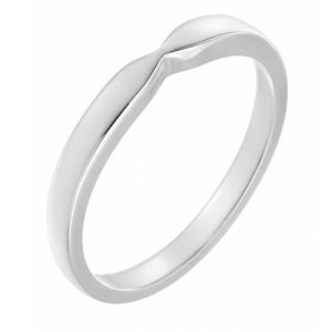 Bow Shaped Plain Stoneless Dress Ring Shaped wedding band fit next to engagement platinum gold wishbone