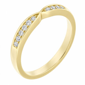 Bow Shaped Round Diamond Eternity Dress Ring modern wedding band shape fit next to engagement platinum gold
