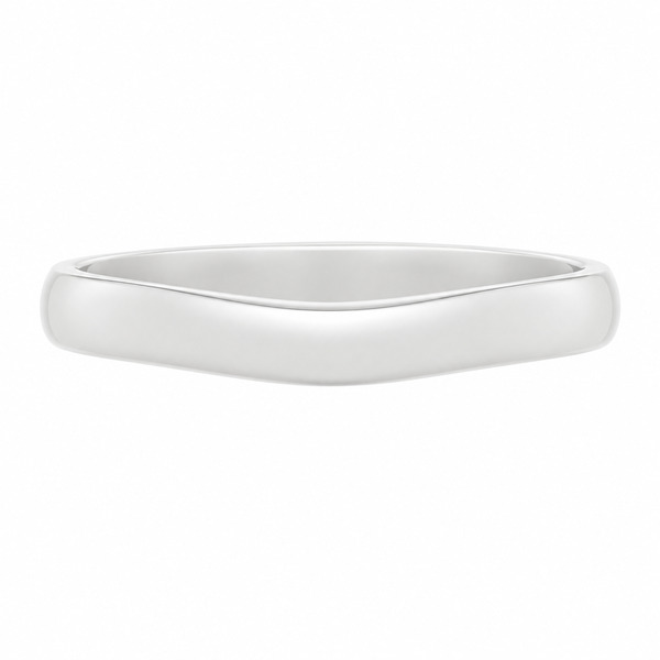 classic Plain court Shaped curved wedding band Ring stoneless shaped fit next to engagement platinum gold