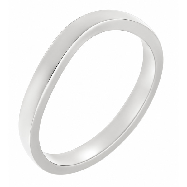 classic Plain flat Shaped curved wedding band Ring stoneless shaped fit next to engagement platinum gold