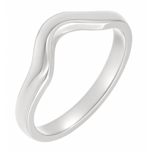 Classic deep curved shaped wedding band modern wedding band Ring stoneless fit next to engagement platinum gold