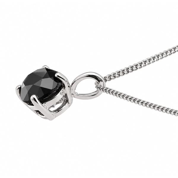 modern classic 4 four claw compass set solitaire round black cut diamond pendant single bail loop gold platinum chain