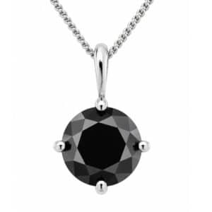 modern classic 4 four claw compass set solitaire round black cut diamond pendant single bail loop gold platinum chain