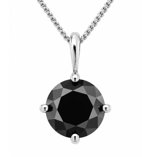 modern classic 4 four claw compass set solitaire round black cut diamond pendant single bail loop gold platinum chain
