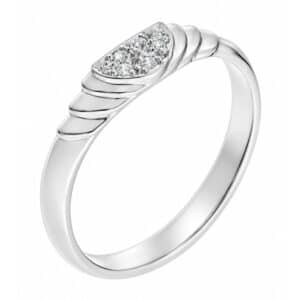 Deco style Step round brilliant cut Diamond dress ring modern wedding band Ring platinum gold deep half moon