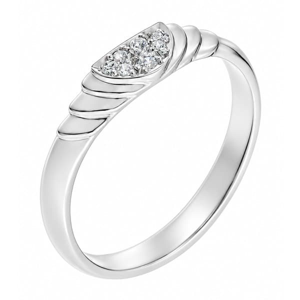 Deco style Step round brilliant cut Diamond dress ring modern wedding band Ring platinum gold deep half moon