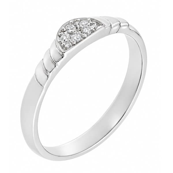 Deco style Step round brilliant cut Diamond dress ring modern wedding band Ring platinum gold deep half moon