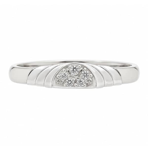 Deco style Step round brilliant cut Diamond dress ring modern wedding band Ring platinum gold deep half moon