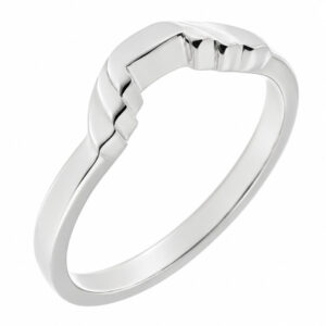 Deco style Step Plain cut out Crescent Shape curved wedding band Ring stoneless fit next engagement platinum gold