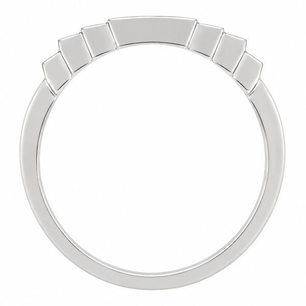 Deco style Step Plain cut Crescent Shaped curved wedding band Ring stoneless fit next to engagement platinum gold