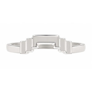 Deco style Step Plain cut out dress ring modern wedding band Ring stoneless shaped fit next to engagement platinum gold