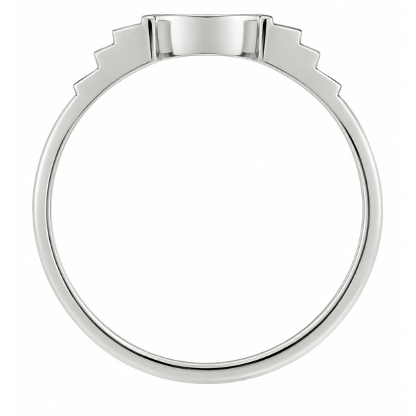 Deco style Step Plain ring modern wedding band stoneless shaped fit next to engagement platinum gold deep crescent