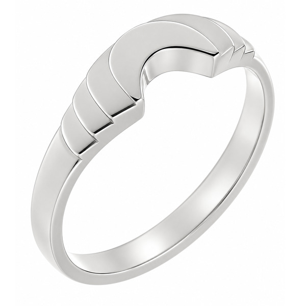 Art Deco Style Heavy Crescent Shaped Stoneless Ring - Image 2