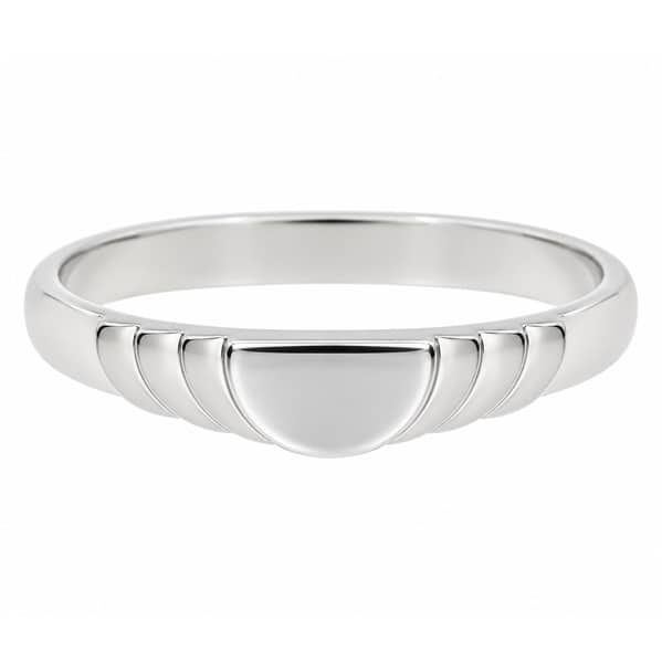 Art Deco style Step Plain dress ring modern wedding band Ring stoneless shaped platinum gold deep half moon
