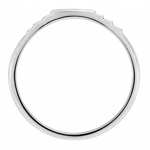 Art Deco style Step Plain dress ring modern wedding band Ring stoneless shaped platinum gold deep half moon
