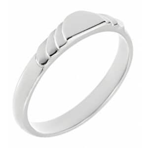 Art Deco style Step Plain dress ring modern wedding band Ring stoneless shaped platinum gold deep half moon