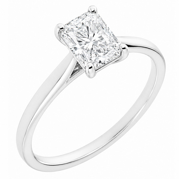modern 4 four claw classic solitaire kiss style Radiant shape cut diamond engagement ring lab grown platinum gold