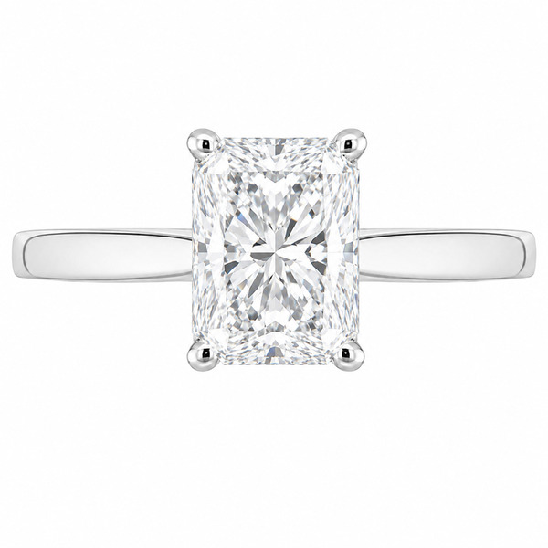 modern 4 four claw classic solitaire kiss style Radiant shape cut diamond engagement ring lab grown platinum gold