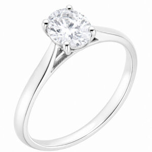 modern 4 four claw classic solitaire kiss style oval shape cut diamond engagement ring lab grown platinum gold
