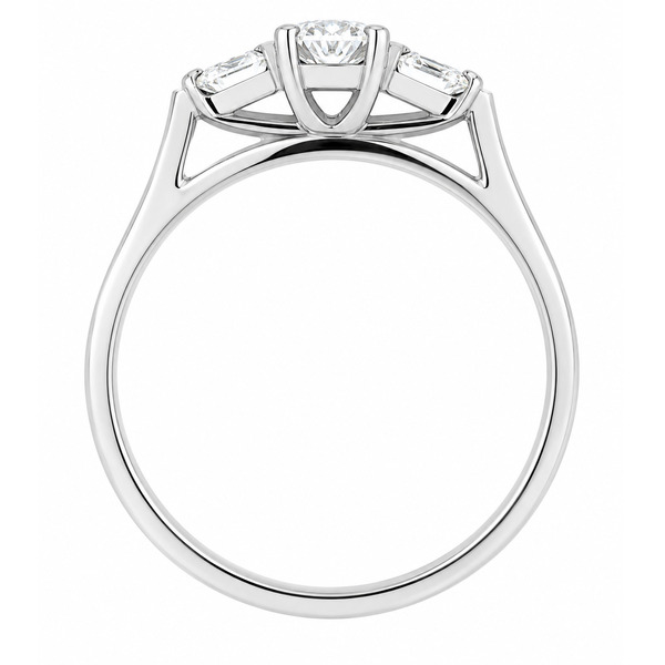 modern classic trilogy ring Oval shape round brilliant cut diamond platinum gold four three claw set platinum gold