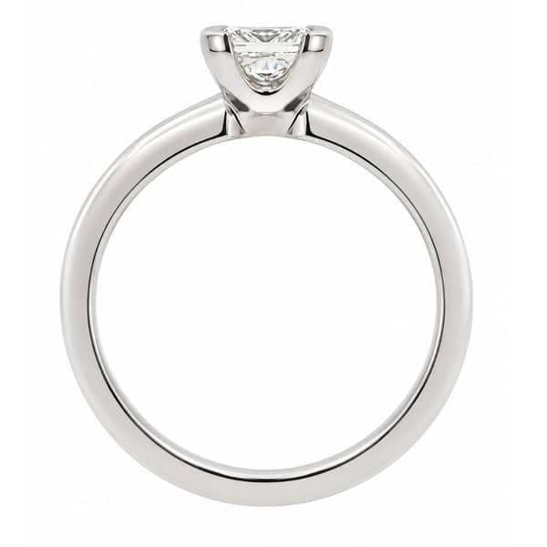 solitaire princess diamond engagement dress ring L claws U undersetting tapered shoulders platinum gold