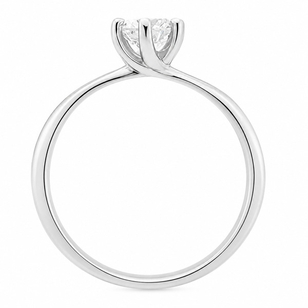 Six 6 claw twist style solitaire round brilliant cut lab grown Diamond engagement ring modern classic Platinum yellow gold