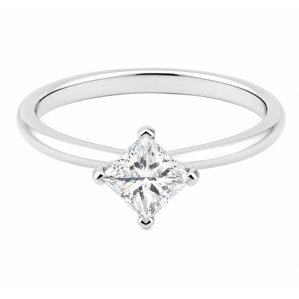4 four claw compass twist style solitaire princess cut lab grown Diamond engagement ring modern Platinum yellow gold
