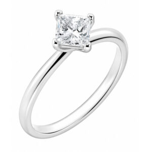 4 four claw compass twist style solitaire princess cut lab grown Diamond engagement ring modern Platinum yellow gold