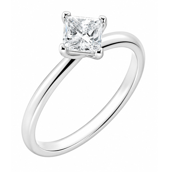 4 four claw compass twist style solitaire princess cut lab grown Diamond engagement ring modern Platinum yellow gold