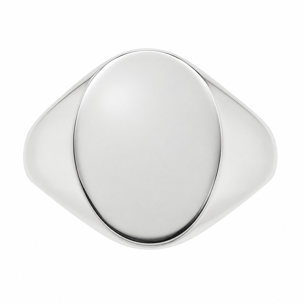 classic 19x15mm portrait large plain gents oval shape signet ring platinum gold