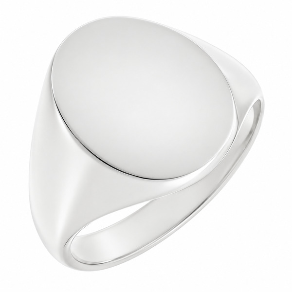 classic 19x15mm portrait large plain gents oval shape signet ring platinum gold