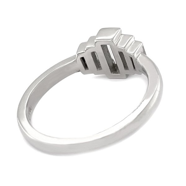 Art deco style five stone cluster ring baguette cut bar set diamond designer cluster platinum gold