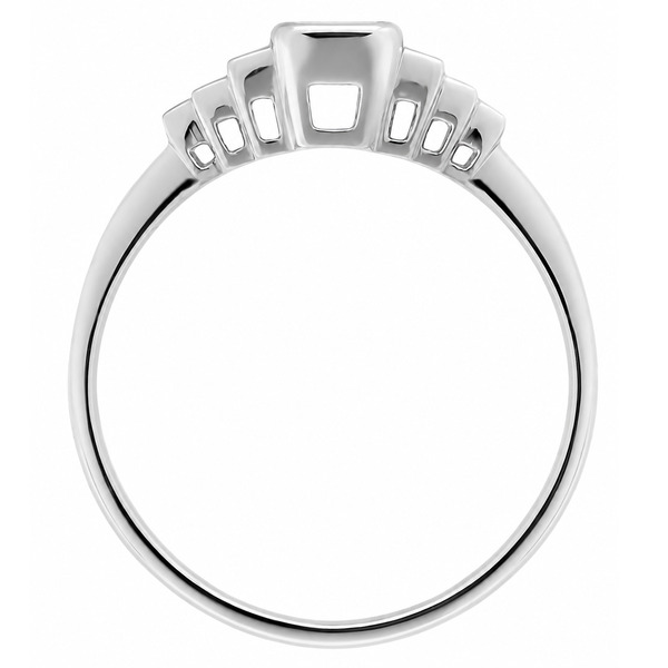 Art deco 1920's style rubover set radiant step cut baguette diamond designer engagement cluster ring platinum gold