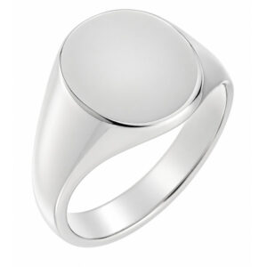 classic 12x10mm portrait medium plain gents oval shape signet ring platinum gold