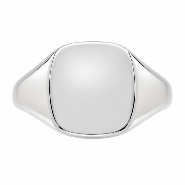 classic 14x12mm portrait large plain gents cushion shape signet ring platinum gold