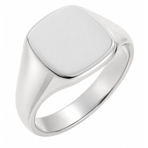classic 14x12mm portrait large plain gents cushion shape signet ring platinum gold