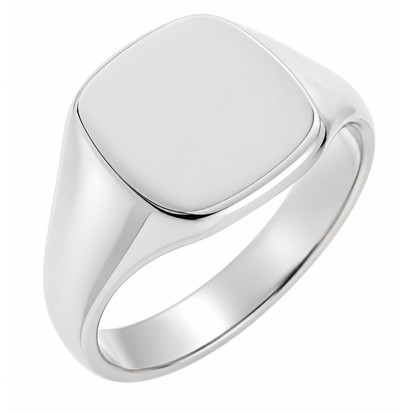 classic 14x12mm portrait large plain gents cushion shape signet ring platinum gold