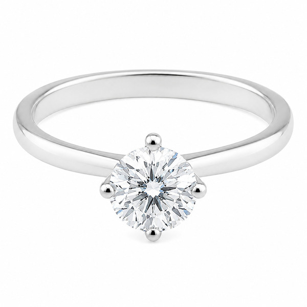 4 four claw compass twist style solitaire round brilliant cut lab grown Diamond engagement ring modern classic Platinum yellow gold