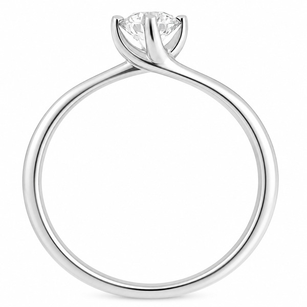 4 four claw compass twist style solitaire round brilliant cut lab grown Diamond engagement ring modern classic Platinum yellow gold
