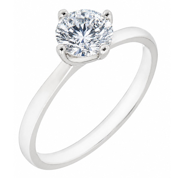 4 four claw compass twist style solitaire round brilliant cut lab grown Diamond engagement ring modern classic Platinum yellow gold