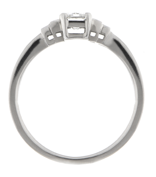 Classic art deco style modern ring Asscher cut diamond stone step graduated baguette cut diamonds engagement platinum gold